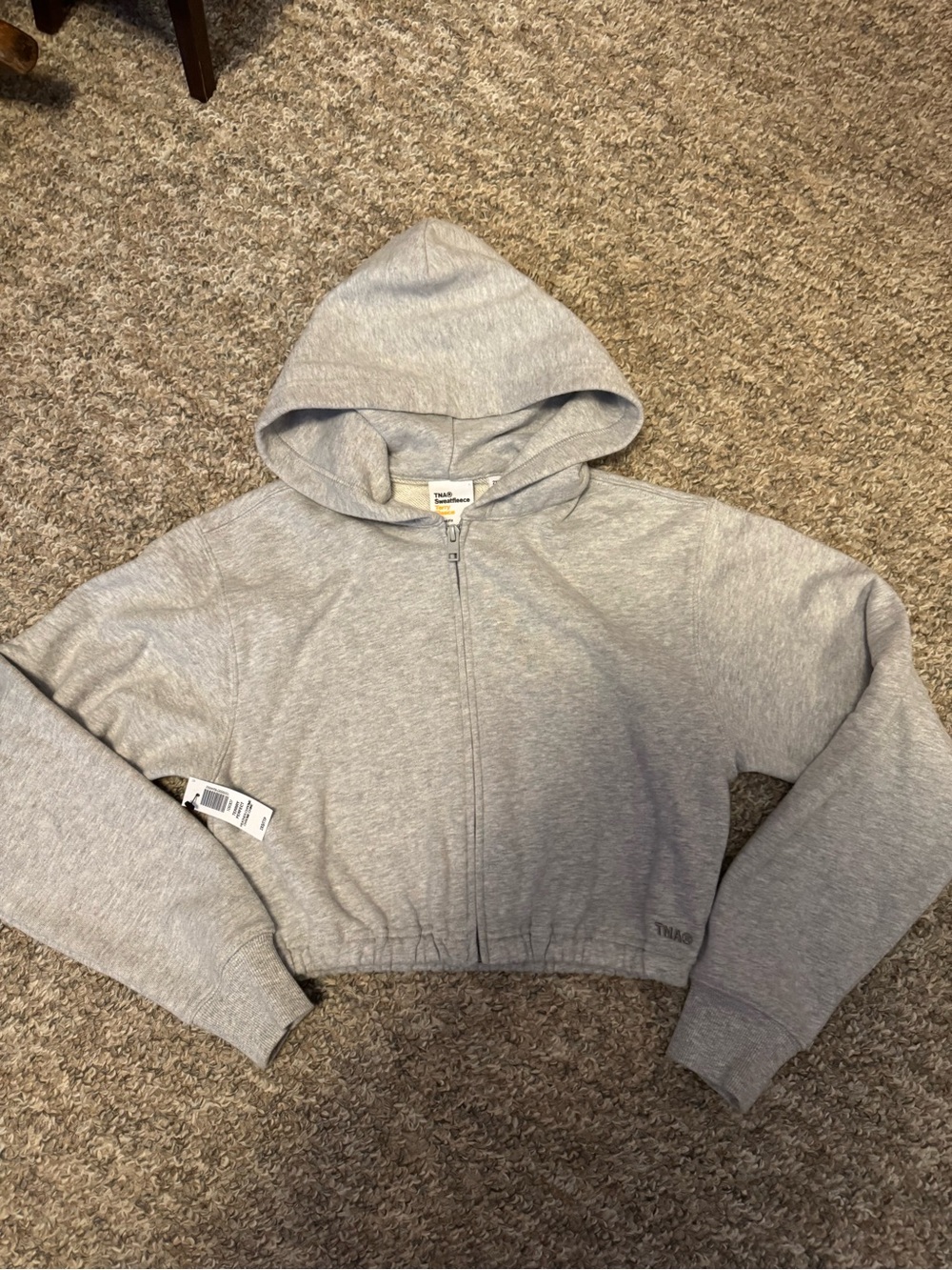 TNA from Aritzia Light Grey Terry Fleece Zip Hoodie NWT